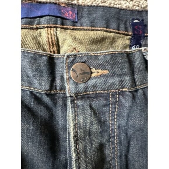 SYN Jeans Mens Blue Prankster Straight Pockets Size 40W X 34L Cotton Button Fly - Picture 12 of 16